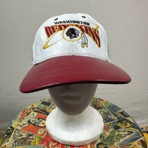 Pro Elite Washington Redskins Hat Mens OSFA White Burgundy Excellent Leather NFL
